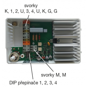 location of terminals and DIP switches after removing the cover