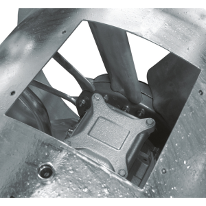 Konštrukcia LP - dlhá skriňa so servisnými dvierkami umožňuje prístup k motoru a uľahčuje pripojenie ventilátora