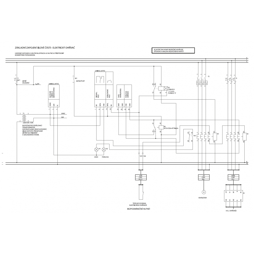 basic wiring of the power part - electric heater